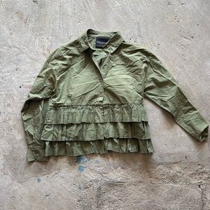 Erika Cavallini green ruffle shirt